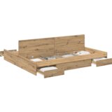  Postelja z dodatnim prostorom za shranjevanje Umetni hrast, (5000127584) | Shoptok.si