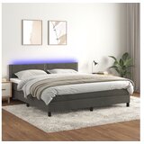  Box spring postelja z vzmetnico LED temno siva 180x200 cm žamet | Shoptok.si