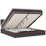 vidaXL Otomanski posteljni okvir z vzmetnico temno rjava 200x200 cm, (21670776) | Shoptok.si