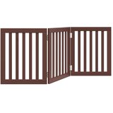 vidaXL Vrata za pse s 3 panela sklopiva smeđa 150 cm od drva topole | shoptok.hr