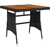 vidaXL Vrtni stol crni 70x70x72 cm poliratan i masivno bagremovo drvo | shoptok.hr