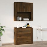 Maison Chic Stenska omarica - Zidna omarica rjav hrast 80x33x80 cm inženirski les iu76, (22062408) | Shoptok.si