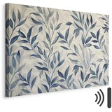  Slika - Leaves in Blue Color Delicate Botanical Motif 90x60 Akustična | shoptok.hr