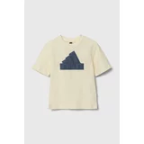 Adidas Otroška bombažna kratka majica bež barva