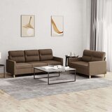  2-dijelni set sofa s jastucima smeđi od tkanine Cijene