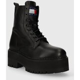 Tommy Jeans Kožne čizme TJW BOOT ZIP UP za žene, boja: crna, ravni potplat, EN0EN02305 | shoptok.hr