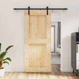  Klizna vrata Prirodna i crna 90 x 210 cm Čvrsta borovina | shoptok.hr
