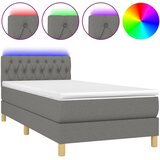  box spring s madracem LED tamnosivi 90x200 cm tkanina | shoptok.hr