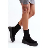 Boto Women's Suede Boots with Sock on Platform and Flat Heel Black Rewam | ePonuda.com