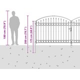  Ogradna vrata ASSEN 401 x 200 cm Čelik Siva Može se zaključati | shoptok.hr