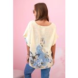 Kesi Włoski Women's cotton shirt with butterflies and flowers yellow | Shoptok.si