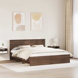  Krevetna konstrukcija s uzglavljem Smeđi hrast 200 x 200 cm | shoptok.hr