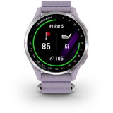 Garmin golf GPS sat za juniore Approach J1, srebrni aluminijski okvir, remen ljubičaste boje | shoptok.hr