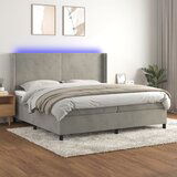 Maison Chic Box spring postelja - Vzmetna postelja z vzmetnico LED svetlo siva 200x200cm žamet SL3274, (21905015) | Shoptok.si