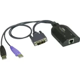 KVM adapter [2x moški konektor USB 2.0 tipa A\, moški konektor DVI-D - 1x RJ45 vtičnica] črna, (20430117)