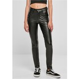 UC Ladies Ladies Mid Waist Synthetic Leather Pants black Cene