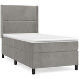 Box spring postelja z vzmetnico svetlo siv 90x190 cm žamet, (20900012) | Shoptok.si