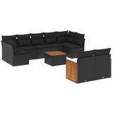  The Living Store Vrtna sedežna garnitura 10-delna z blazinami črn poli ratan - Vrtna Sedežna Garniture, (21443654) | Shoptok.si