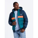 Ombre Men's sporty colorful retro jacket - navy blue and orange | Shoptok.si