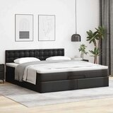 vidaXL Otomanski okvir kreveta s madracem crni 160x200cm umjetna koža | shoptok.hr