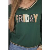 Kesi Women's sweatshirt with a sequin inscription green | Shoptok.si
