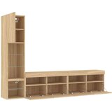 vidaXL 4-dijelni zidni TV elementi s LED svjetlima boja hrasta drveni | shoptok.hr
