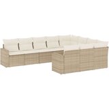 vidaXL 10-dijelni set vrtnih sofa s jastucima bež od poliratana | shoptok.hr