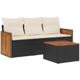  The Living Store Vrtna sedežna garnitura 4-delna z blazinami črna poli ratan - Vrtna Sedežna Garniture, (21446831) | Shoptok.si