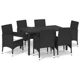 The Living Store Vrtna jedilna garnitura 7-delna z blazinami črna poli ratan - Jedilna Garnitura, (21421980) | Shoptok.si