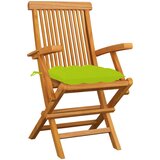 The Living Store Vrtni stoli s svetlo zelenimi blazinami 3 kosi trdna tikovina - Vrtni Stol, (21461458) | Shoptok.si
