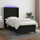 vidaXL Krevet box spring s madracem LED crni 100x200 cm od tkanine | shoptok.hr
