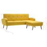  Kavč L oblike z oblogo iz blaga 186x136x79 cm rumen | Shoptok.si