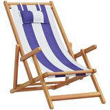  Sklopive stolice plažu 2kom tkanine i masivno drvo plavi-bijela | shoptok.hr