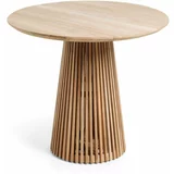 Kave Home Okrugli blagovaonski stol od masivne tikovine u prirodnoj boji ø 90 cm Jeanette –