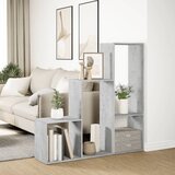 Pregrada regal za knjige 3 razine sivi 123x29x123 cm drveni | Eponuda.com