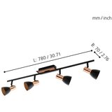 Eglo barnham reflektor/4, led, 4x3,3w, 4x240lm, bakar/crna/čelik | shoptok.hr