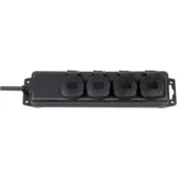 Extension Lead 4-fold black 2m