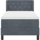 Box Postelja z vzmetnico Črna 100x200 cm Žamet Temno siva | Shoptok.si