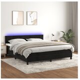 vidaXL Krevet box spring s madracem LED crni 160x200 cm baršun | shoptok.hr