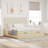  Otomanski okvir kreveta s madracima krem 180x200cm od tkanine | shoptok.hr