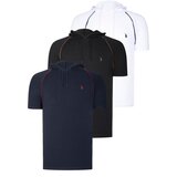 Dewberry TRIPLE SET T8570 HOODED MEN'S T-SHIRT-NAVY BLUE-WHITE-BLACK | ePonuda.com