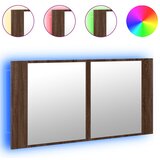 Furnova LED kopalniška omarica z ogledalom rjavi hrast 90x12x45 akril, (21947300) | Shoptok.si