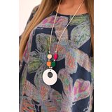Kesi Włoski Women's cotton blouse with butterfly motif short sleeve navy | Shoptok.si