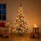  Umjetno božićno drvce s kuglicom 120 cm 150 LED lampica - Zelena i bijela 120 cm s LED-ima i crvenim lopticama | shoptok.hr
