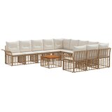 vidaXL Set vanjskih sofa 12 kom. Prirodna i krema bijela Poliester - Prirodna i kremasto bijela sa stolom | shoptok.hr