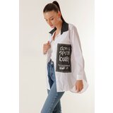 By Saygı Long Shirt with Lettering on One Side on the Front cene