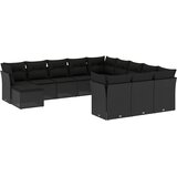  12-dijelni set vrtnih sofa od poliratana s jastucima crni | shoptok.hr