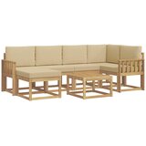 vidaXL Zunanja garnitura za sedenje z blazino 7 pcs Bela in bež, (5000270120) | Shoptok.si