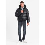 Ombre Men's warm puffer jacket with welts - black | ePonuda.com