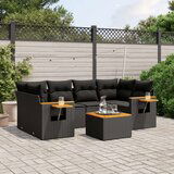  7-dijelni set vrtnih sofa od poliratana s jastucima crni | shoptok.hr